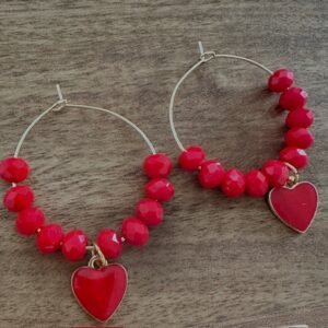 boucles d'oreilles rouges Je t'aime Saint Valentin