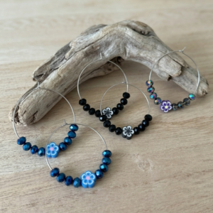 Boucle d'oreilles créoles - Flower Power - perles facettes colorées