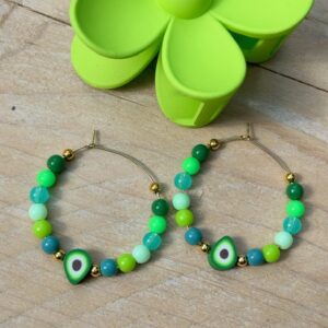 Boucles d'oreilles Avocado Pop créoles été originales vertes