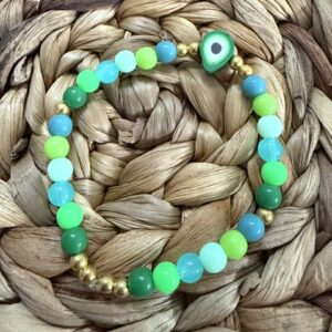 Bracelet - Avocado Pop - perles acrylique ton vert - perles dorées - perle avocat