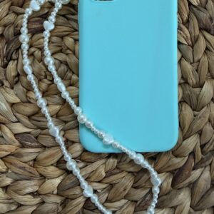 Grigri de téléphone - Wedding - perles nacrées rondes et coeur - taille M