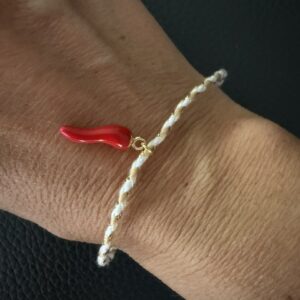 bracelet caliente cordon breloque piment rouge